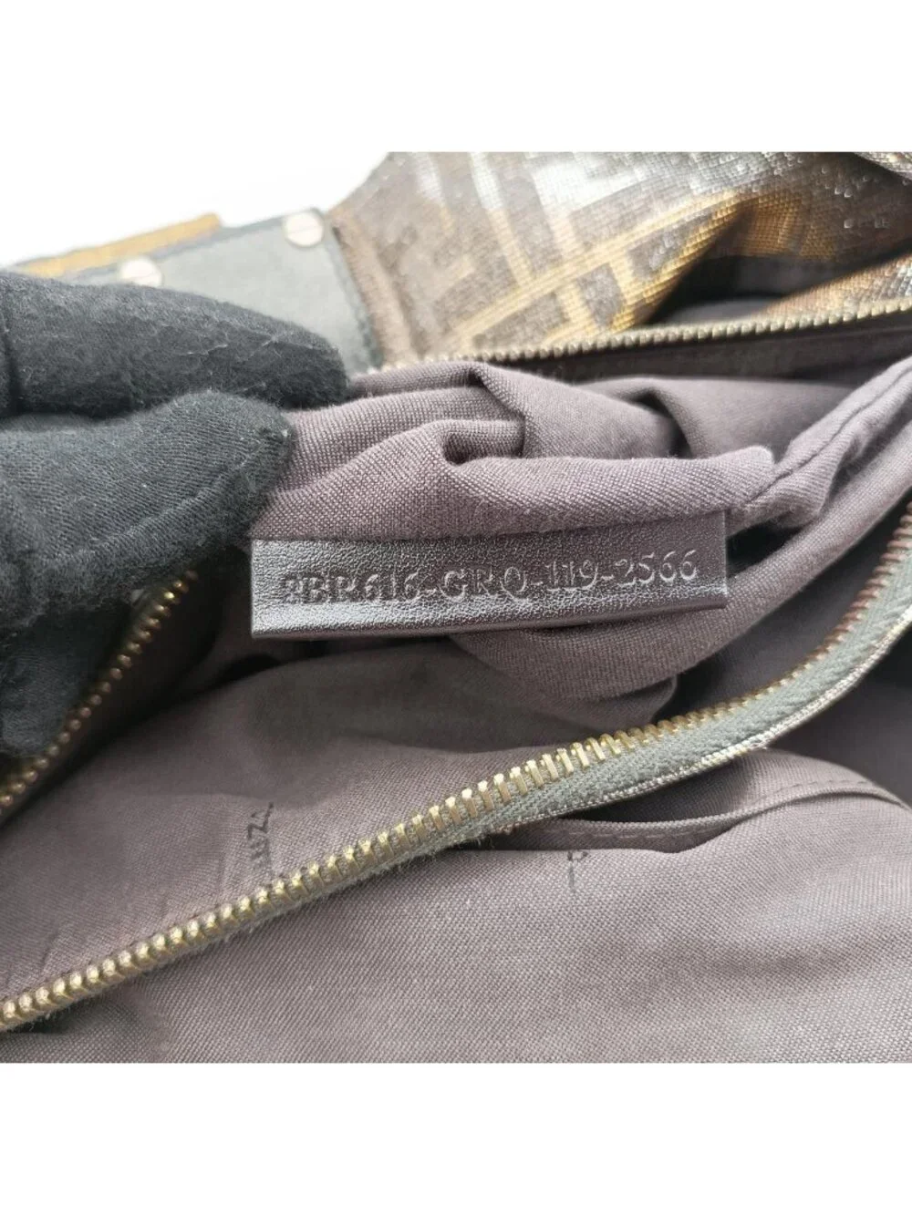 Fendi Mia Gold Fabric Shoulder Bag